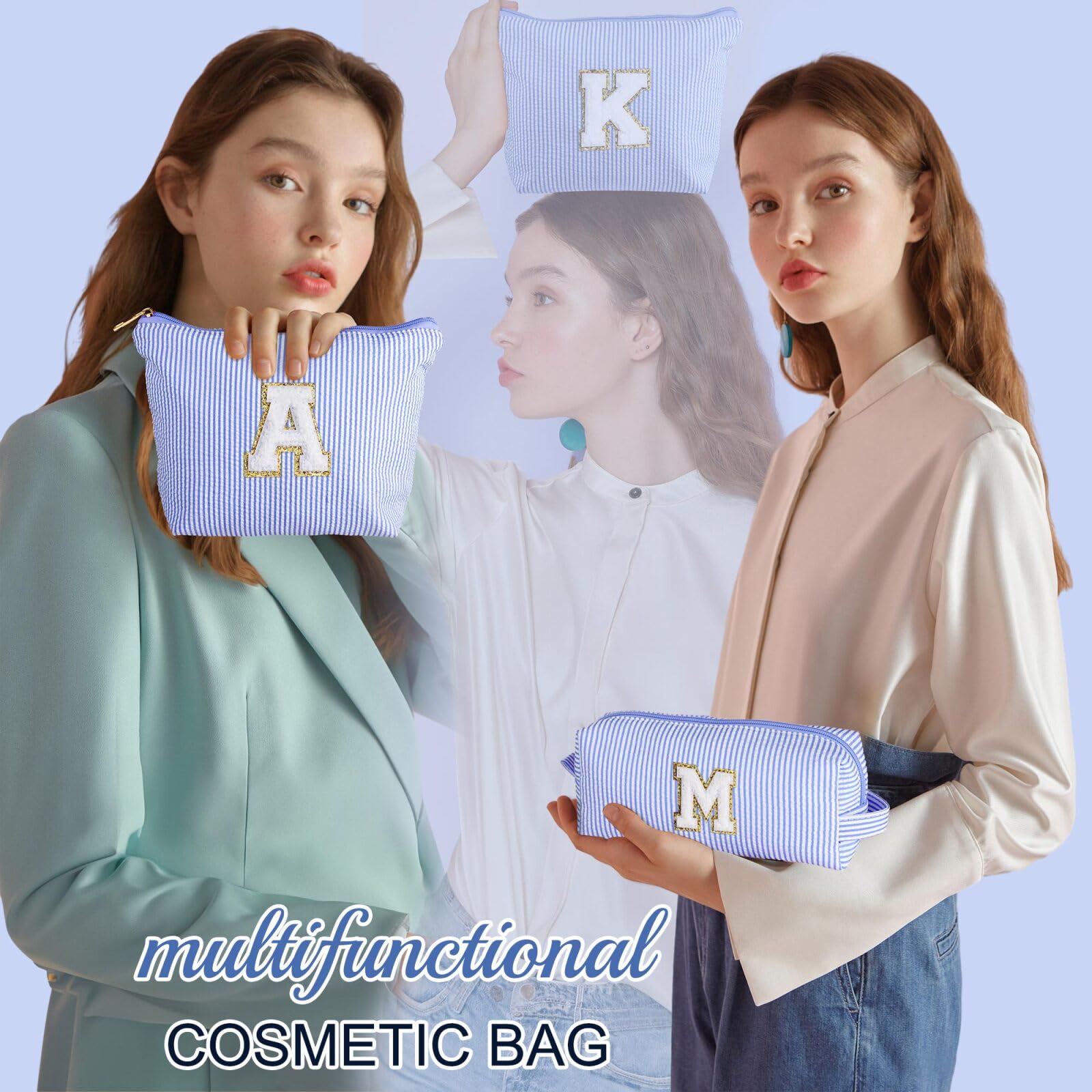 YOOLIFE Birthday Gifts for Teen Girls Kids Initial Makeup Bag | Teen Girl Gift Trendy Stuff | Travel Makeup Bag Toiletry Bags | Gifts for 3 4 5 6 7 8 9 10 11 12 13 Year Old Girl Blue K - TrustMedUSA