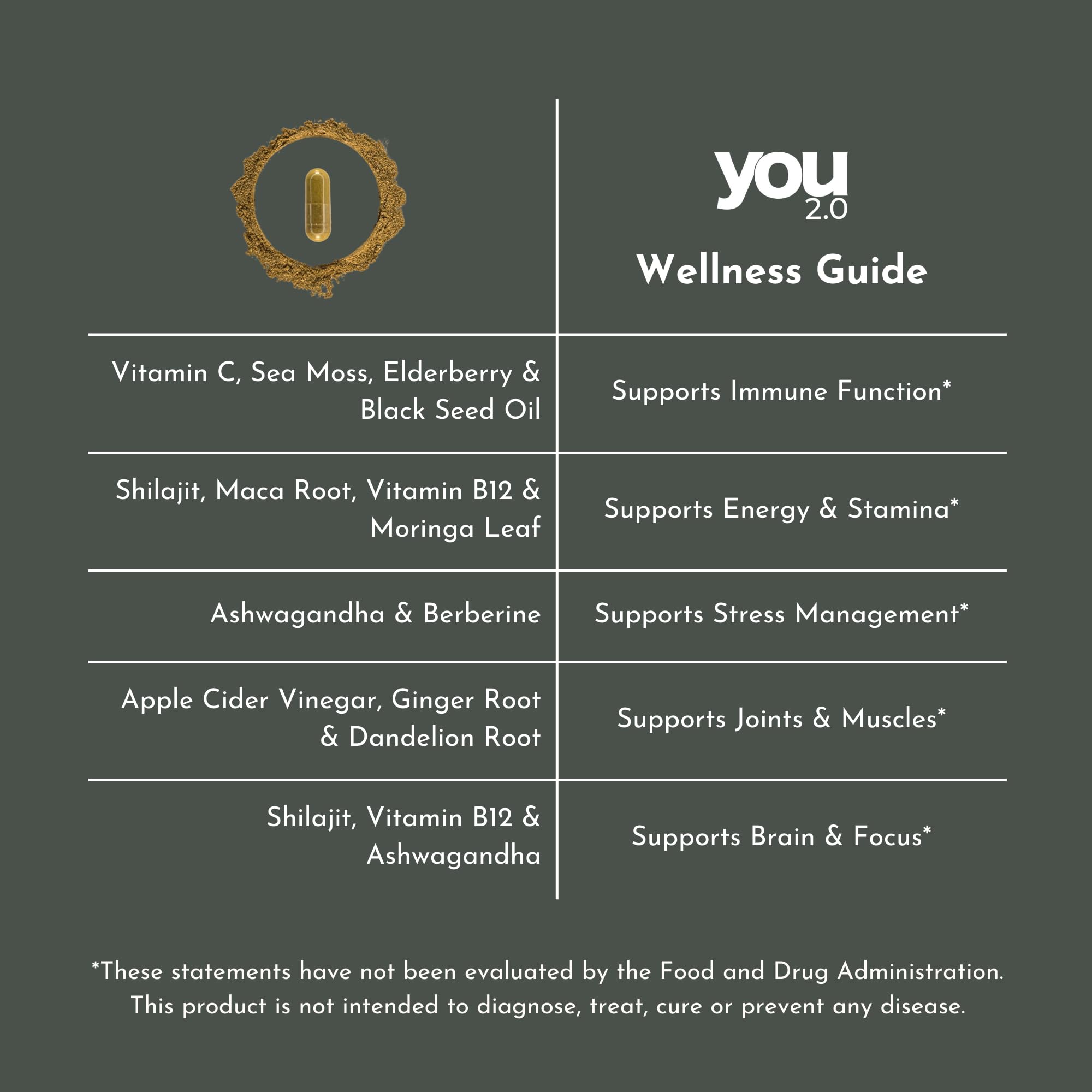 YOU 2.0 Powerhouse Superfood with Seamoss, Shilajit, Ashwagandha, Berberine, Maca, Black Seed Oil, Turmeric, Vitamin C, D, B12, K2 - Moringa, Apple Cider, Made in USA for Overall Health & Immunity - TrustMedUSA