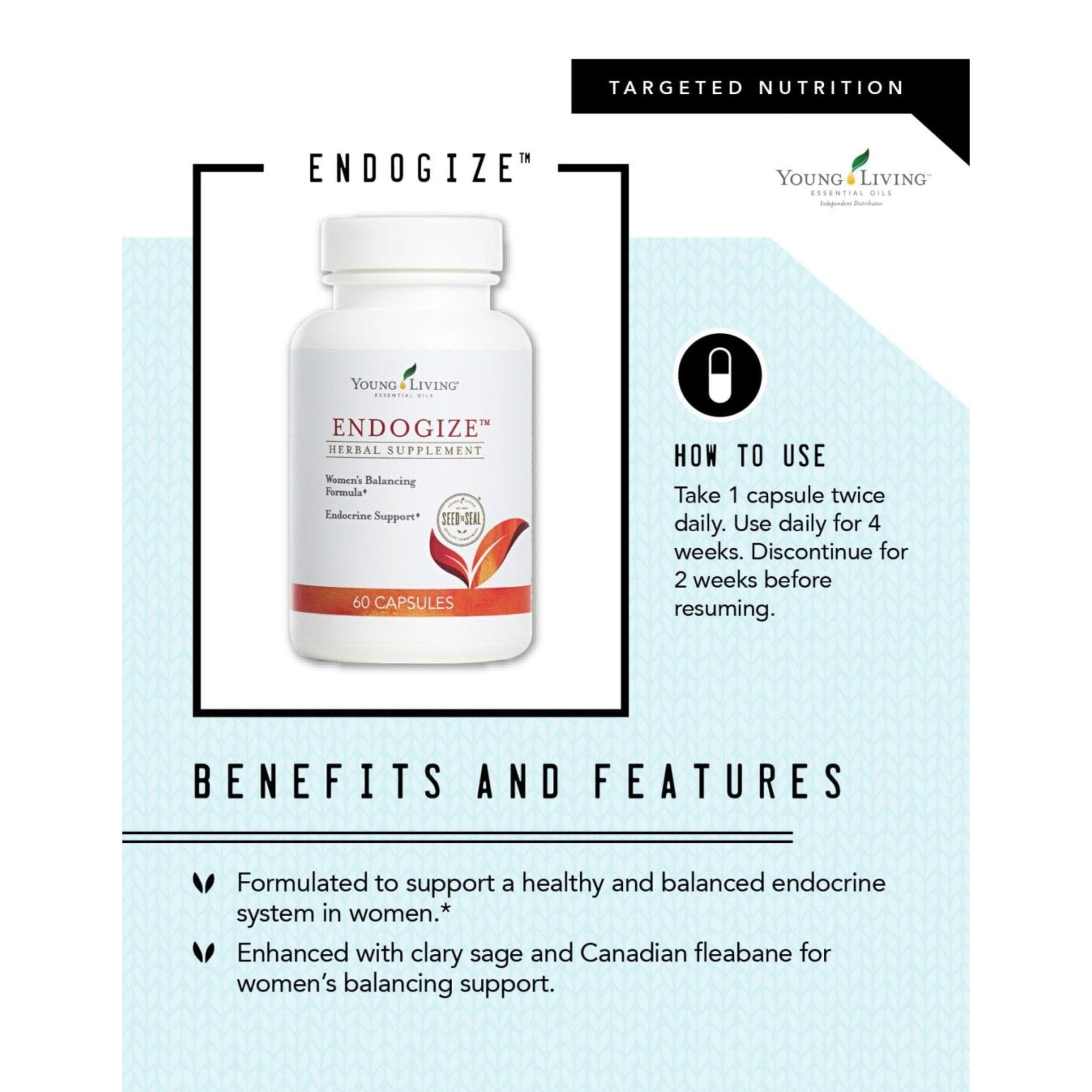 Young Living - EndoGize 60 Capsules | Hormonal Health & Endocrine System Support with Essential Oils | Daily Herbal Supplement for Women's Wellness & Balancing Formula - TrustMedUSA