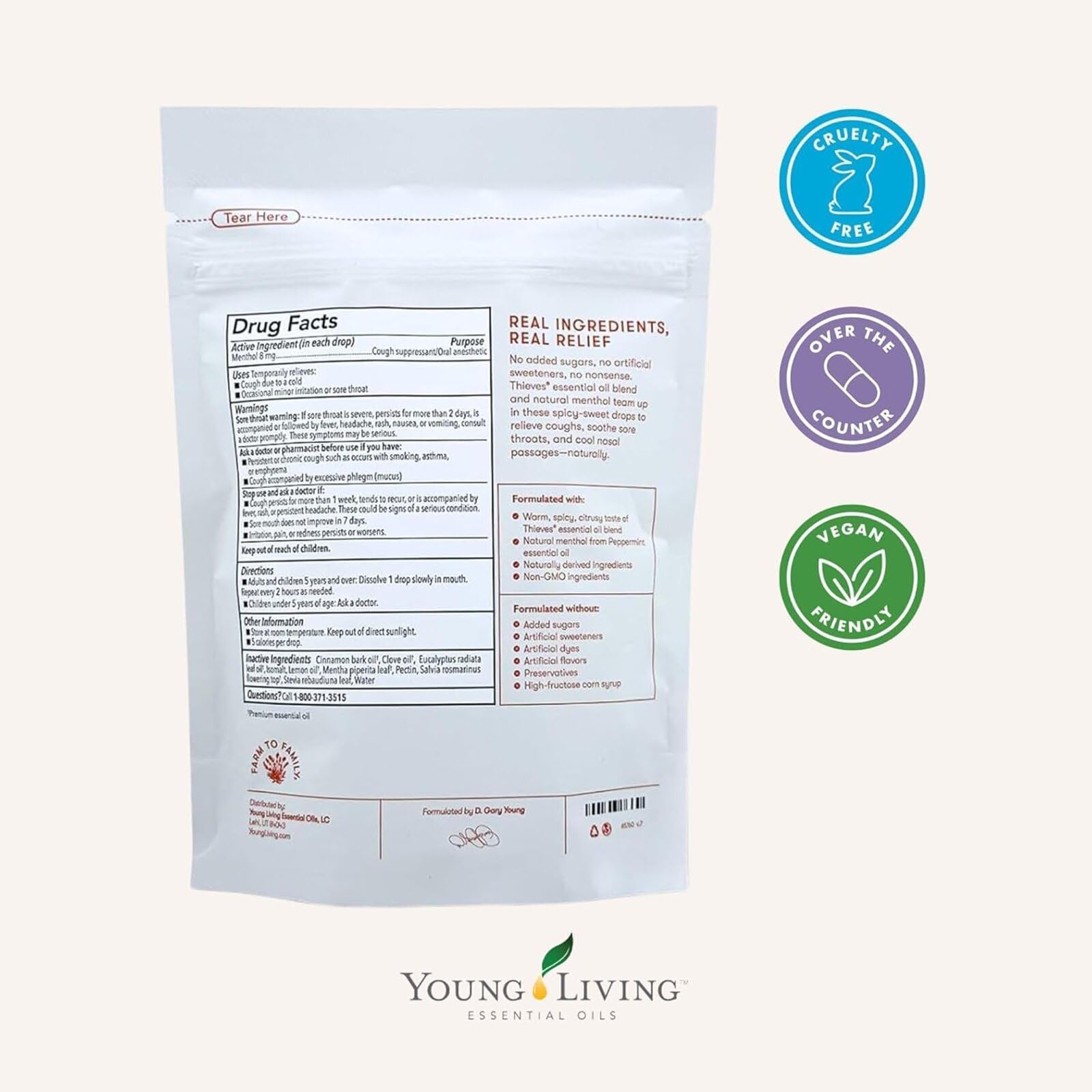 Young Living Thieves Cough Drops | 30 ct | Cinnamon & Menthol Flavor | with Thieves Essential Oil Blend of Lemon, Clove, Eucalyptus, Rosemary, & Peppermint | Sugar Free | Cooling Throat Comfort - Maple Wellness Supplements