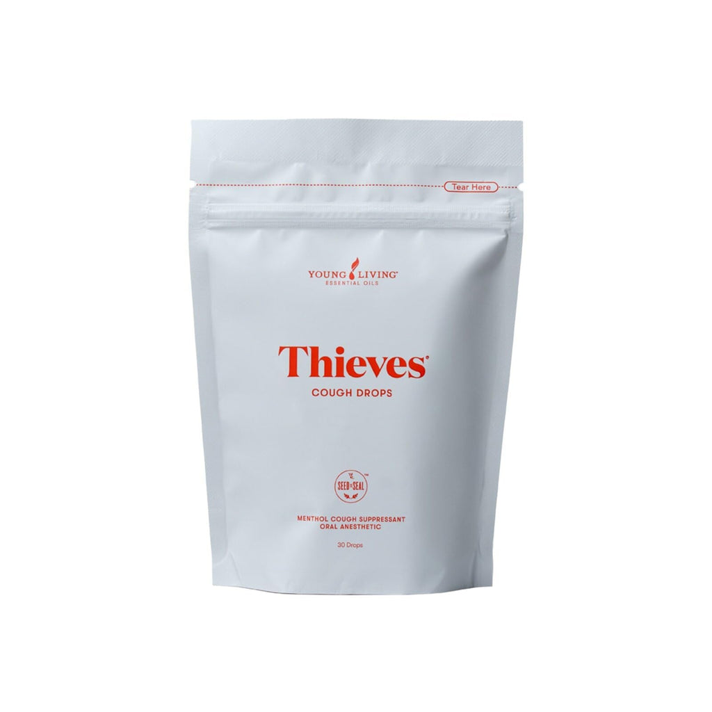 Young Living Thieves Cough Drops | 30 ct | Cinnamon & Menthol Flavor | with Thieves Essential Oil Blend of Lemon, Clove, Eucalyptus, Rosemary, & Peppermint | Sugar Free | Cooling Throat Comfort - Maple Wellness Supplements