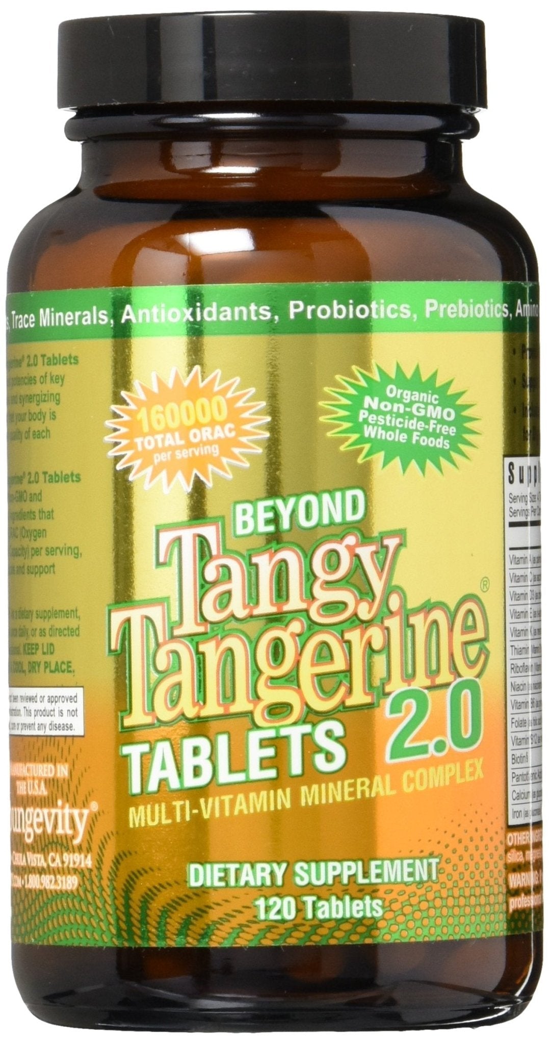 Youngevity Beyond Tangy Tangerine 2.0 Multi-Vitamin & Mineral Complex - Made with Natural & Whole Foods | 160,000 ORAC | 120 Tablets | 1 Bottle - TrustMedUSA