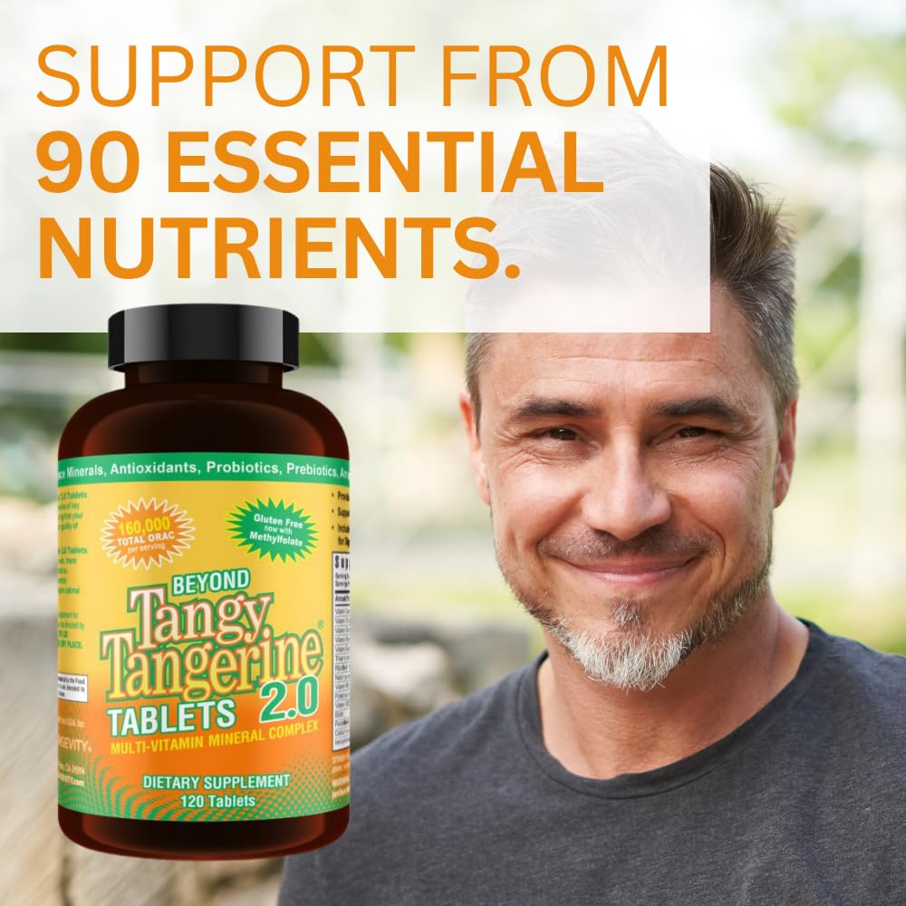 Youngevity Beyond Tangy Tangerine 2.0 Multi-Vitamin & Mineral Complex - Made with Natural & Whole Foods | 160,000 ORAC | 120 Tablets | 1 Bottle - TrustMedUSA