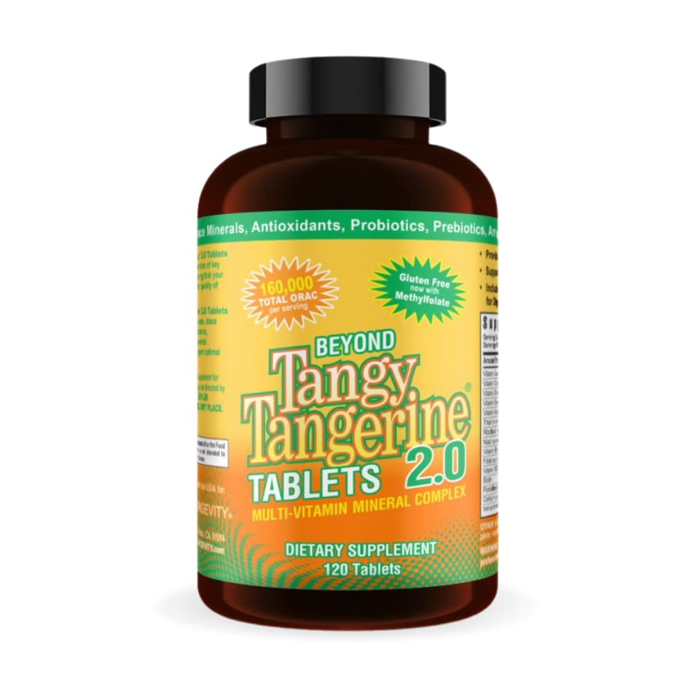Youngevity Beyond Tangy Tangerine 2.0 Multi-Vitamin & Mineral Complex - Made with Natural & Whole Foods | 160,000 ORAC | 120 Tablets | 1 Bottle - TrustMedUSA