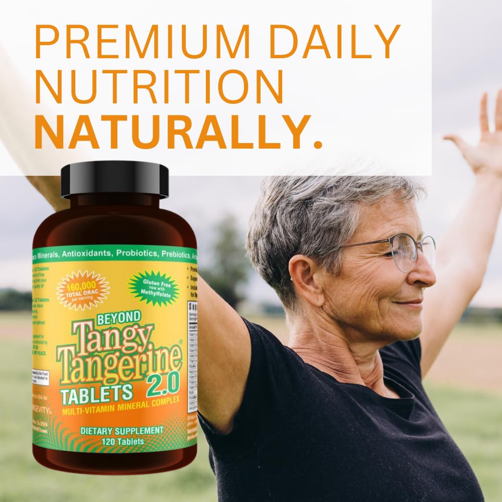Youngevity Beyond Tangy Tangerine 2.0 Multi-Vitamin & Mineral Complex - Made with Natural & Whole Foods | 160,000 ORAC | 120 Tablets | 1 Bottle - TrustMedUSA