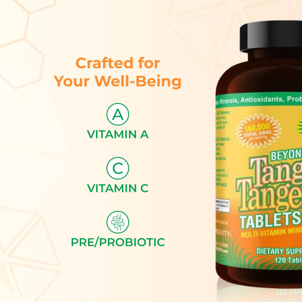 Youngevity Beyond Tangy Tangerine 2.0 Multi-Vitamin & Mineral Complex - Made with Natural & Whole Foods | 160,000 ORAC | 120 Tablets - 2-Pack - TrustMedUSA