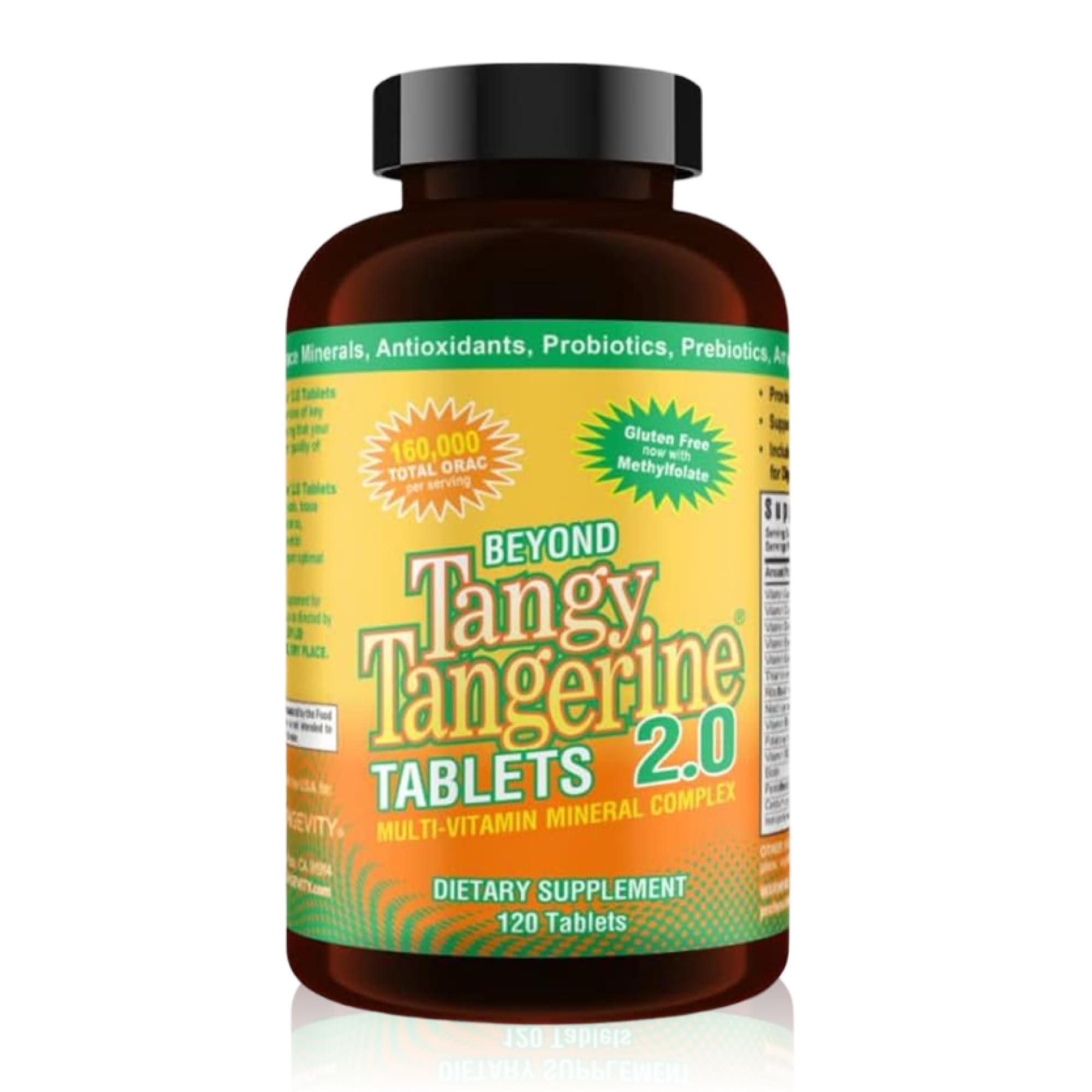 Youngevity Beyond Tangy Tangerine 2.0 Multi-Vitamin & Mineral Complex - Made with Natural & Whole Foods | 160,000 ORAC | 120 Tablets - 2-Pack - TrustMedUSA