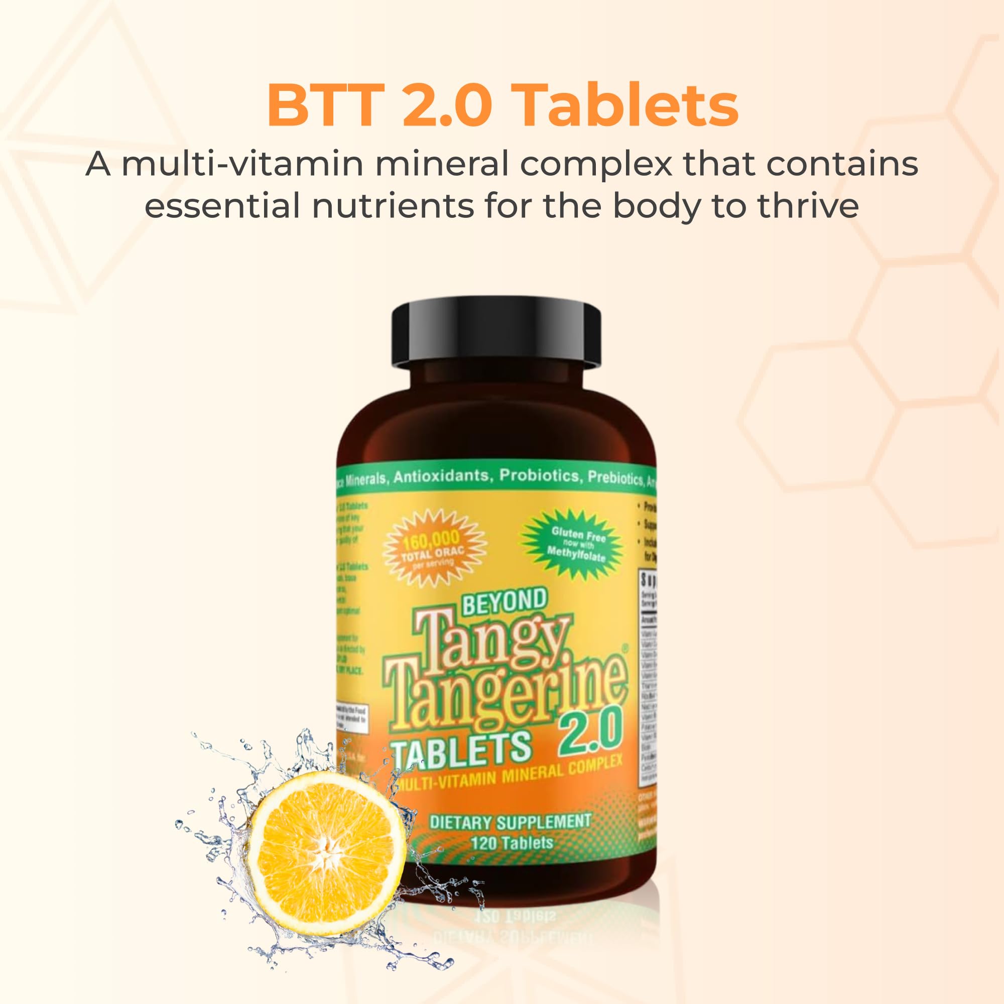 Youngevity Beyond Tangy Tangerine 2.0 Multi-Vitamin & Mineral Complex - Made with Natural & Whole Foods | 160,000 ORAC | 120 Tablets - 2-Pack - TrustMedUSA