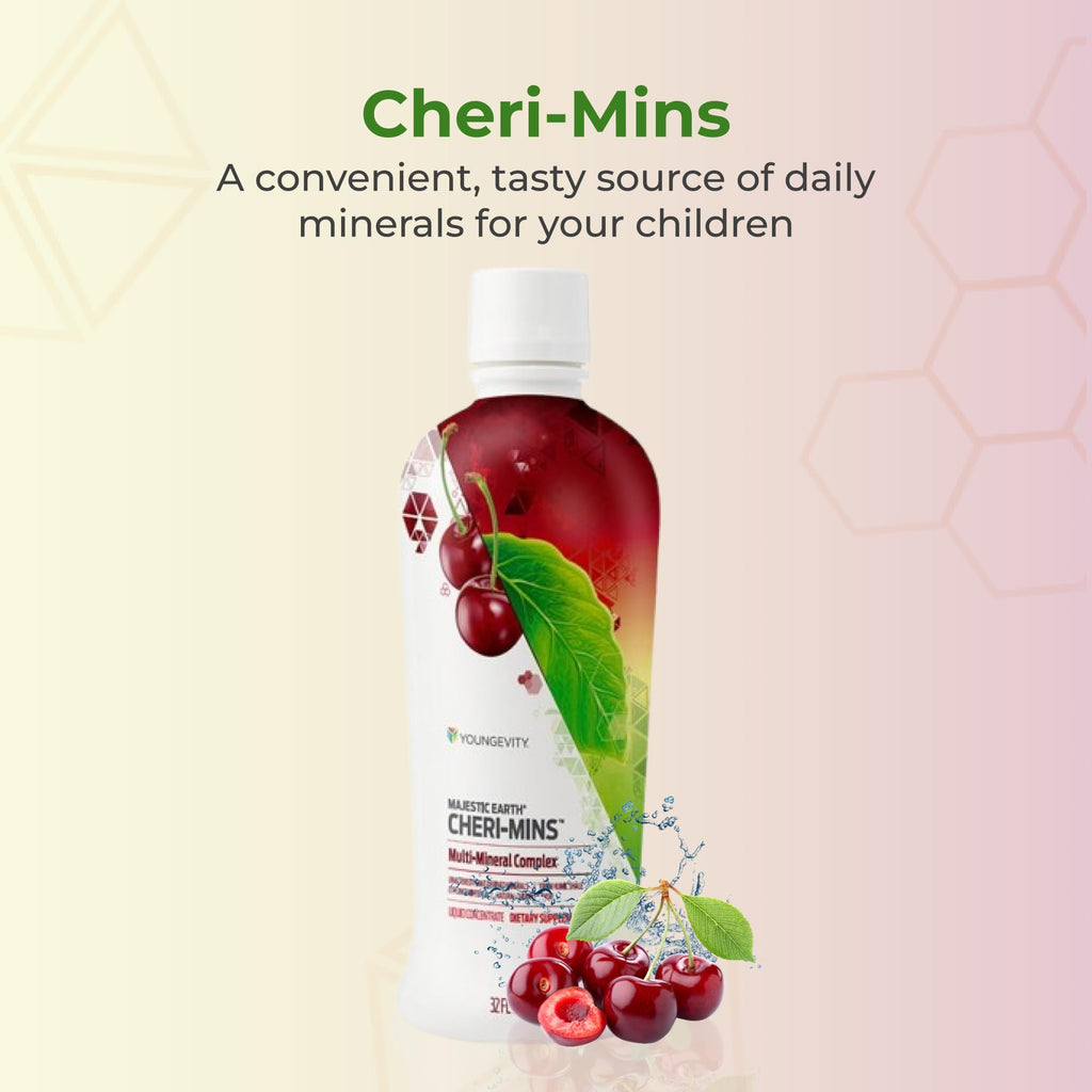 Youngevity Cheri-Mins™ Plant Derived Liquid Minerals - Great Tasting Formula - 77+ Natural Unaltered Trace Minerals - Colloidal Form Humic Shale (32 Fl Oz) - TrustMedUSA
