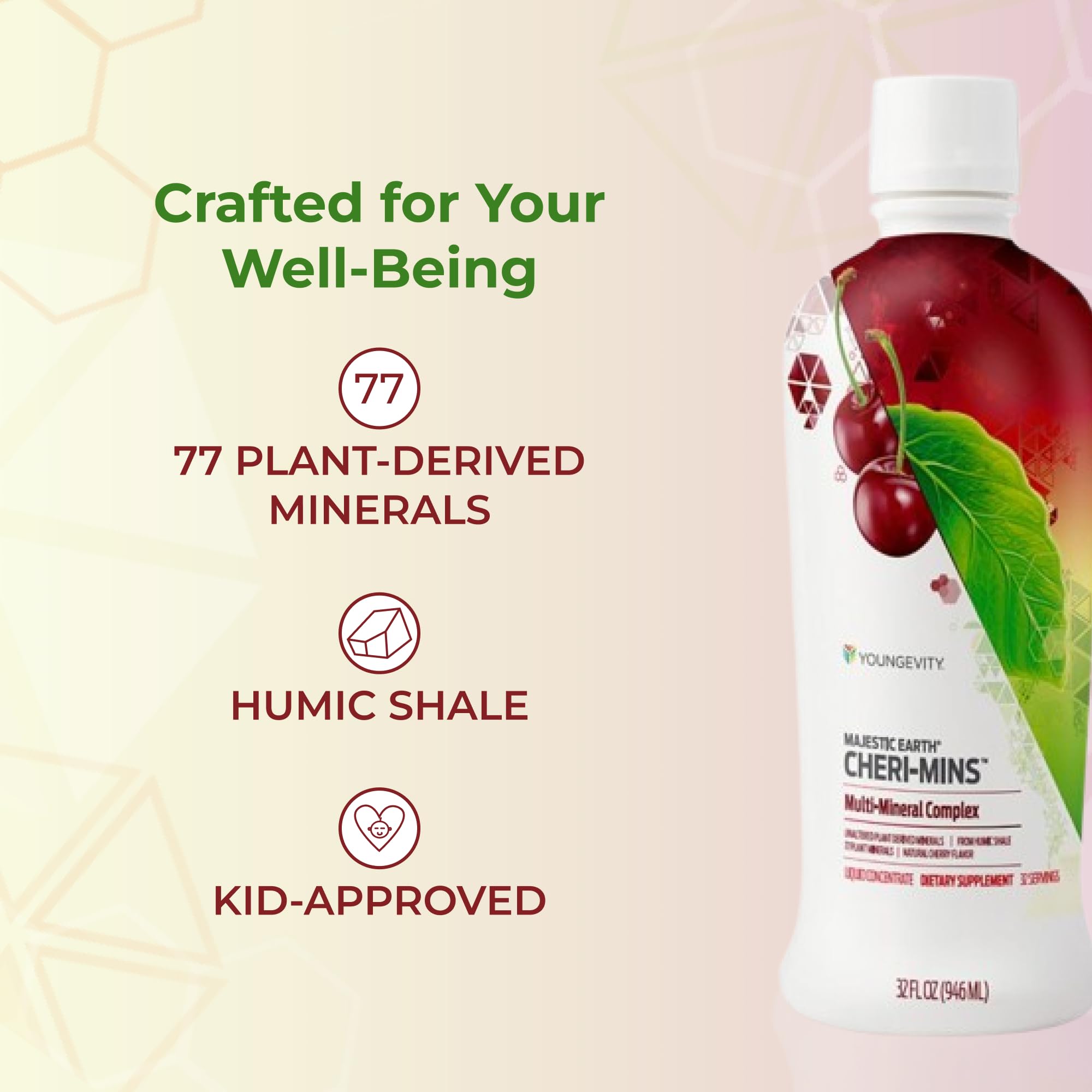 Youngevity Cheri-Mins™ Plant Derived Liquid Minerals - Great Tasting Formula - 77+ Natural Unaltered Trace Minerals - Colloidal Form Humic Shale (32 Fl Oz) - TrustMedUSA