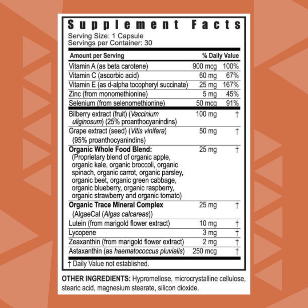 Youngevity Ocutiv™ - Eye Vitamin & Mineral Supplement - Contains Vitamin A, C, E, Zinc, Bilberry, Lutein, Lycopene, Zeaxanthin, Astaxanthin - 30 Capsules - TrustMedUSA
