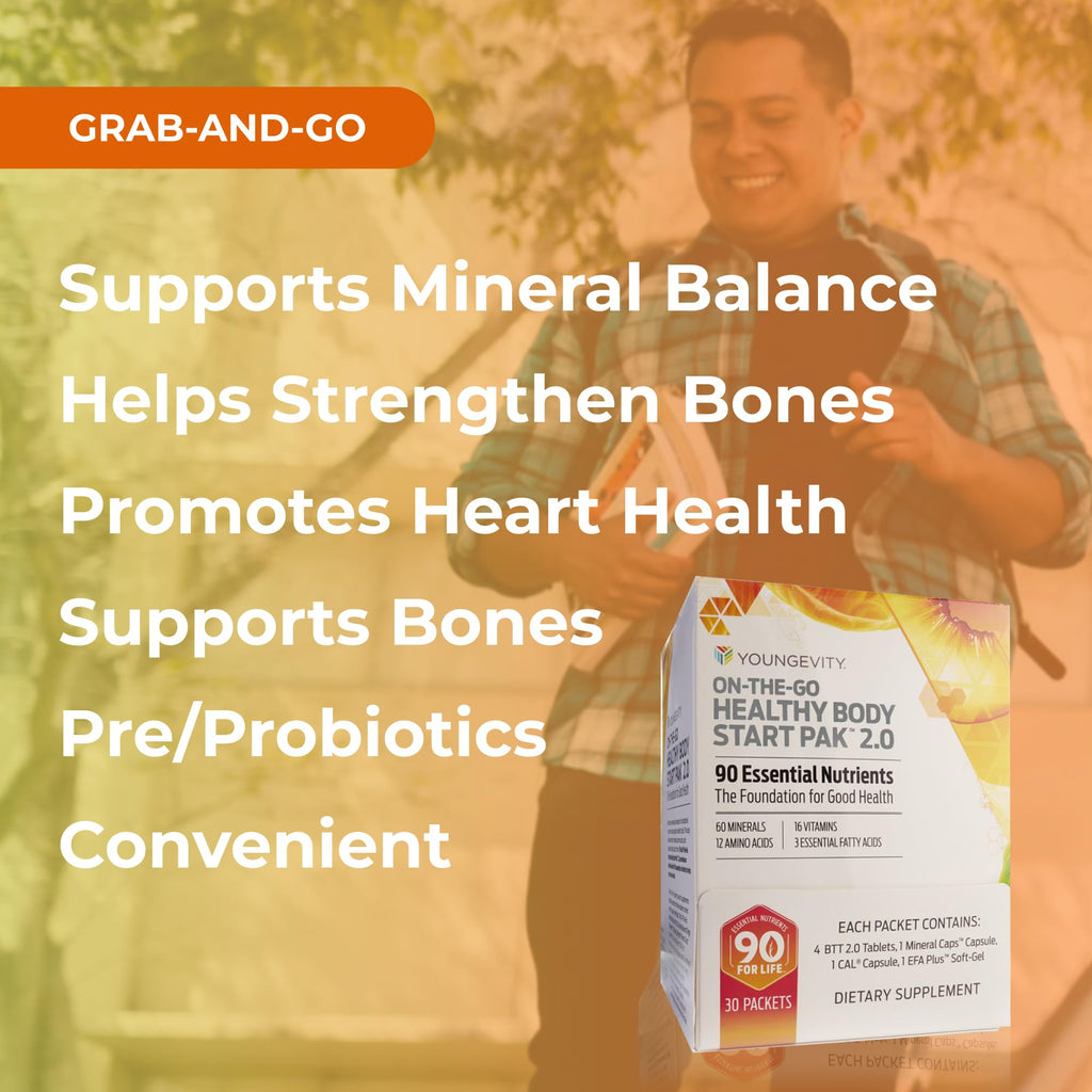 Youngevity On-The-Go Healthy Body Start Pak 2.0 - Includes Multi-Vitamins, Minerals, EFAs, & Amino Acids | 90 Essential Nutrients | 30-Day Supply - TrustMedUSA