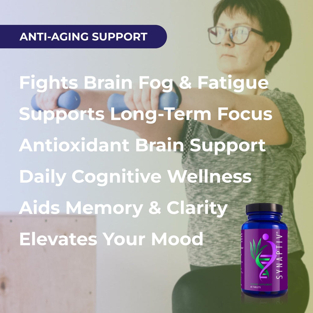 Youngevity Synaptiv™ Brain Support - 12in1 - Ginkgo, Huperzine, Bacopa, Quercetin and More - with Potent Antioxidant Blend + Vitamins - 60 Tablets (Pack of 1) - TrustMedUSA