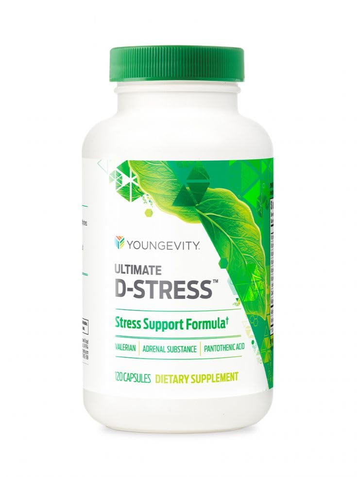 Youngevity Ultimate D-Stress™ – Natural Stress Relief Supplement with Magnesium, Valerian Root Extract, and B Vitamins – Supports Adrenal Health and Nervous System – 120 Capsules (Pack of 1) - TrustMedUSA