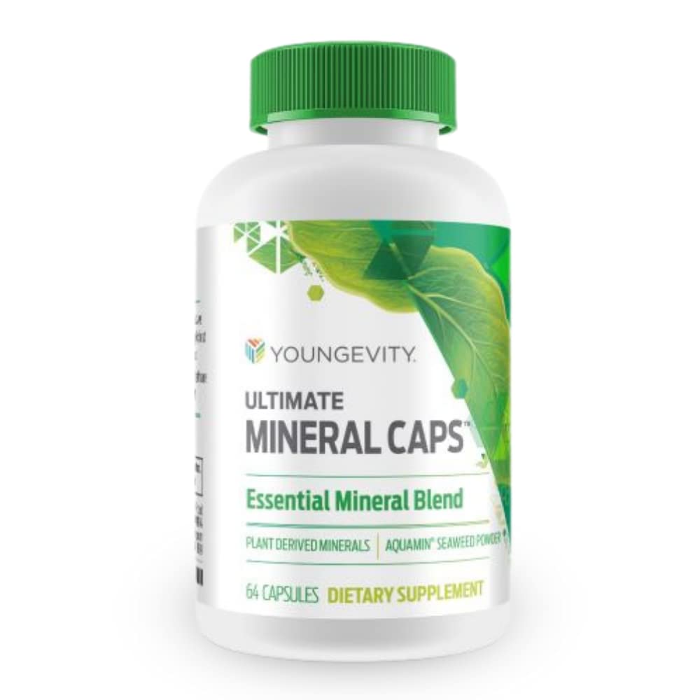 Youngevity Ultimate Mineral Caps™ - 70+ Essential Full Spectrum Trace Minerals - Nutrient-Dense, Derived from Humic & Aquamin Seaweed (64 Capsule) - TrustMedUSA