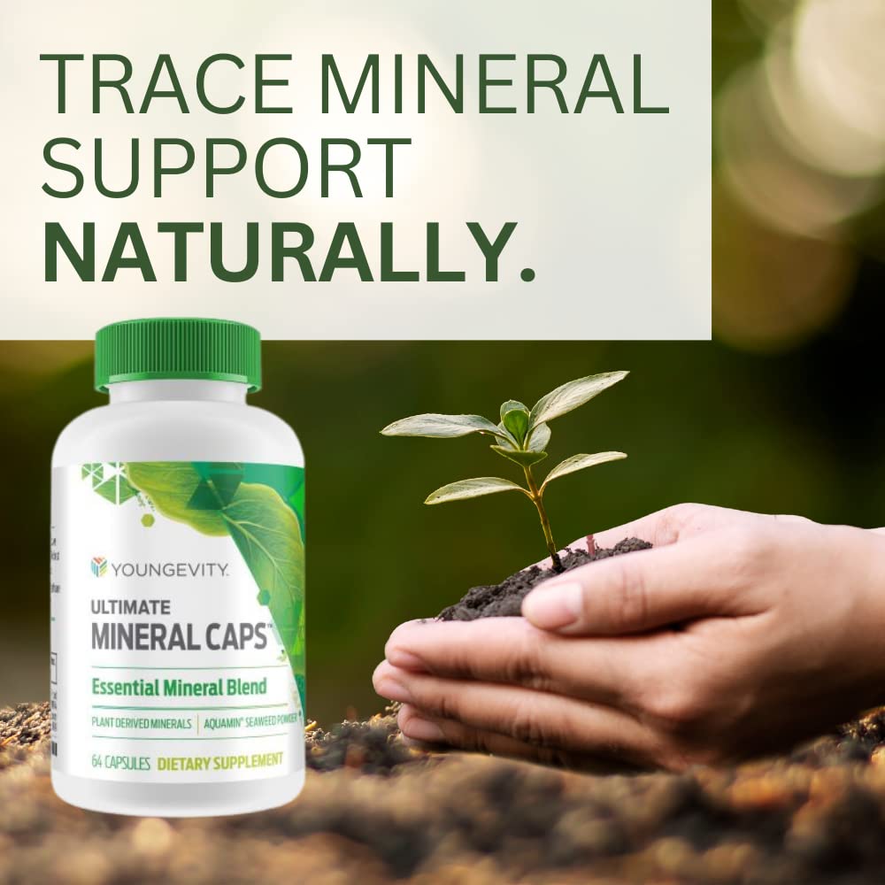 Youngevity Ultimate Mineral Caps™ - 70+ Essential Full Spectrum Trace Minerals - Nutrient-Dense, Derived from Humic & Aquamin Seaweed (64 Capsule) - TrustMedUSA