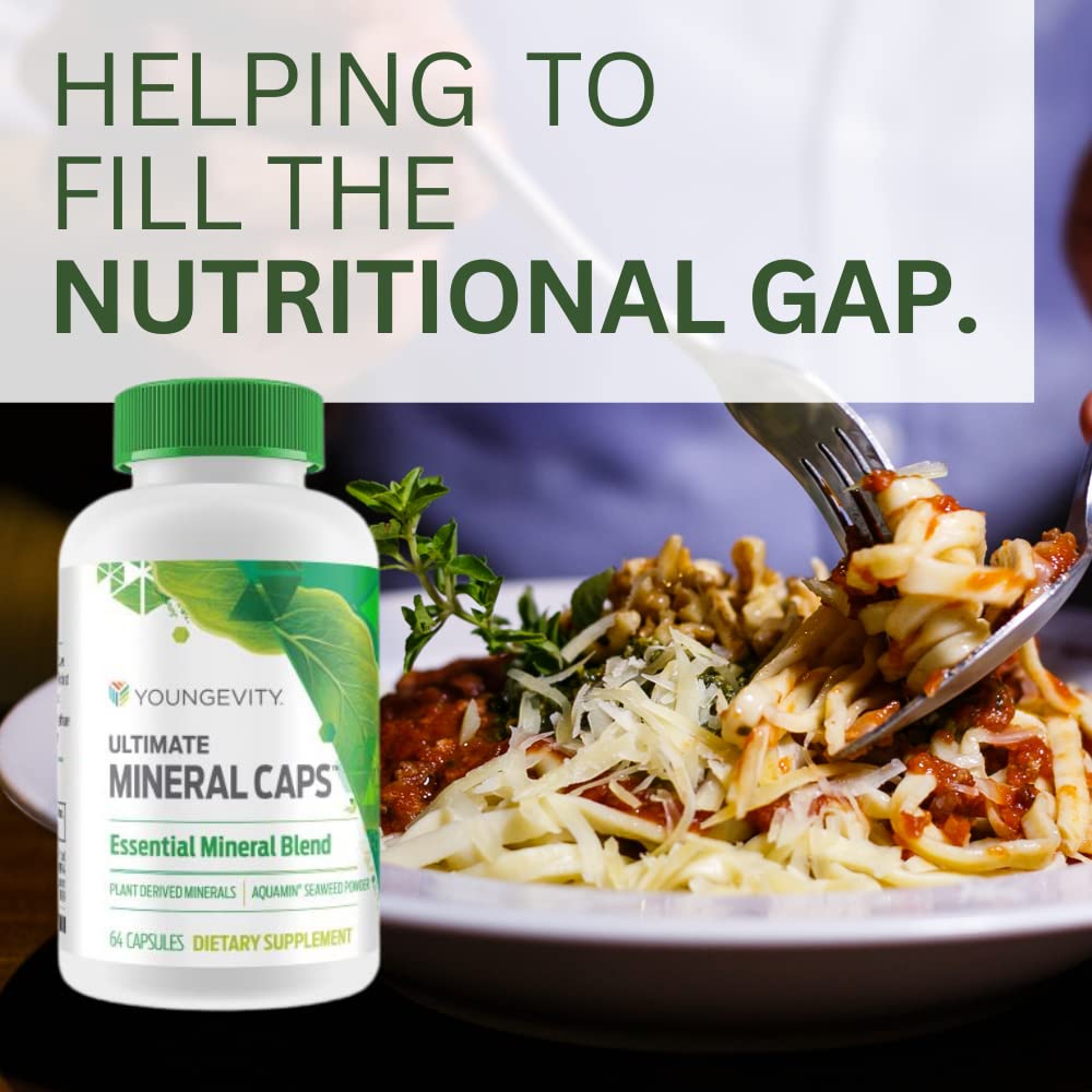 Youngevity Ultimate Mineral Caps™ - 70+ Essential Full Spectrum Trace Minerals - Nutrient-Dense, Derived from Humic & Aquamin Seaweed (64 Capsule) - TrustMedUSA