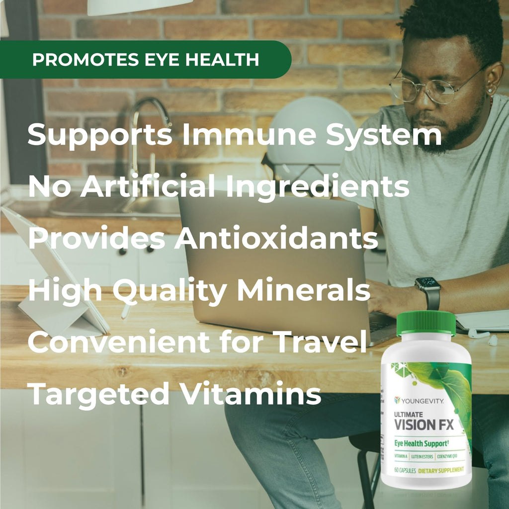 Youngevity Ultimate Vision FX™ - Eye Vitamin & Mineral Supplement Blend - Lutein, CoQ10, Vitamins A, C, E, Zinc, Chromium, Selenium for Eye Health (60 Capsules) - TrustMedUSA