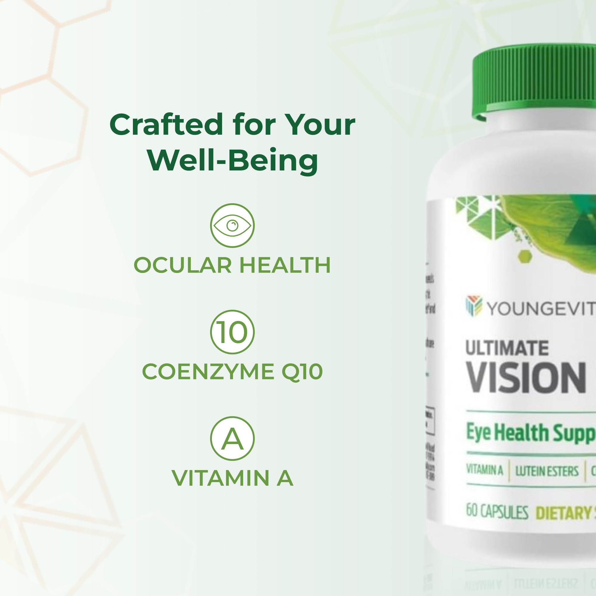Youngevity Ultimate Vision FX™ - Eye Vitamin & Mineral Supplement Blend - Lutein, CoQ10, Vitamins A, C, E, Zinc, Chromium, Selenium for Eye Health (60 Capsules) - TrustMedUSA