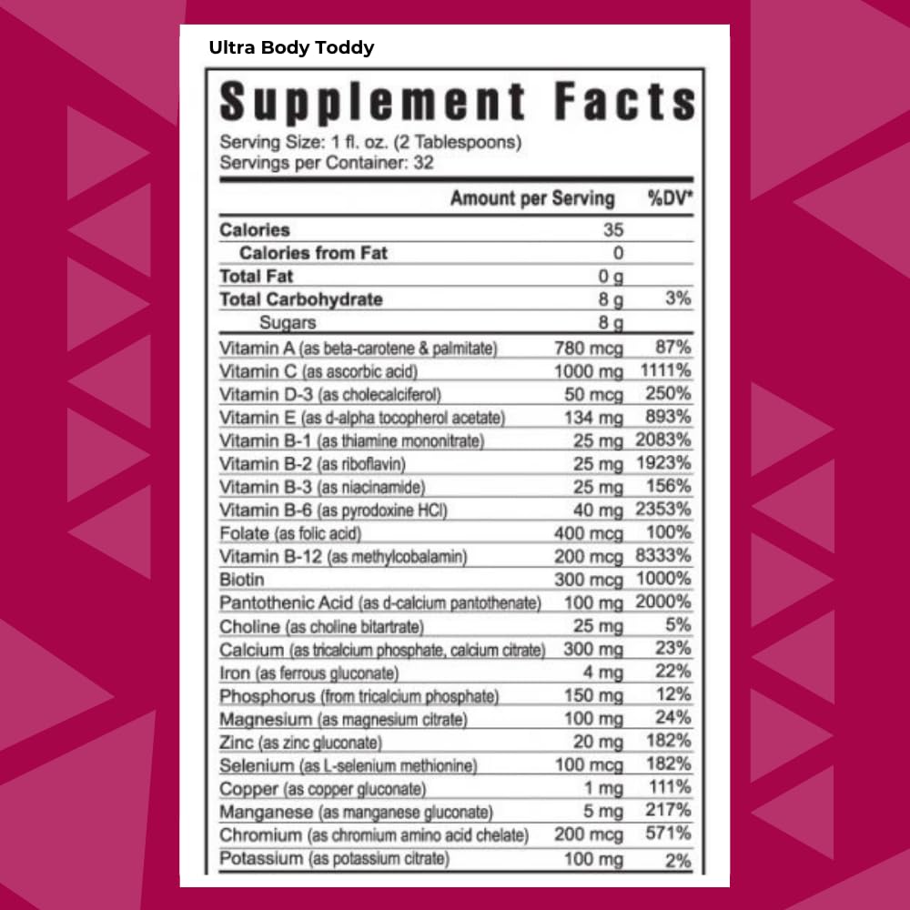 Youngevity Ultra Body Toddy - 100+ Nutrient Mega Multi-Vitamin Mineral Supplement for Men and Women - Enhanced Absorption - Phytonutrients - Amino Acids - (32 Fl Oz) - TrustMedUSA