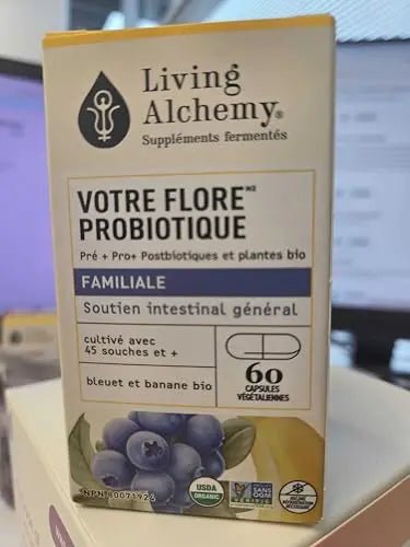 Your Flora Probiotic Family – Non-GMO Probiotics with Fermented Soybean, Banana, & Blueberry for Digestion & Gut Support – Prebiotics, Postbiotics, Digestive Enzymes – Living Alchemy, 60 Capsules - TrustMedUSA