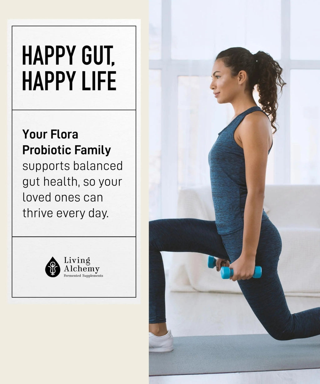 Your Flora Probiotic Family – Non-GMO Probiotics with Fermented Soybean, Banana, & Blueberry for Digestion & Gut Support – Prebiotics, Postbiotics, Digestive Enzymes – Living Alchemy, 60 Capsules - TrustMedUSA
