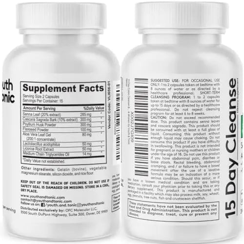Youth & Tonic 15 Day Colon Cleanser & Detox for Waste Loss to Feel Lighter - TrustMedUSA