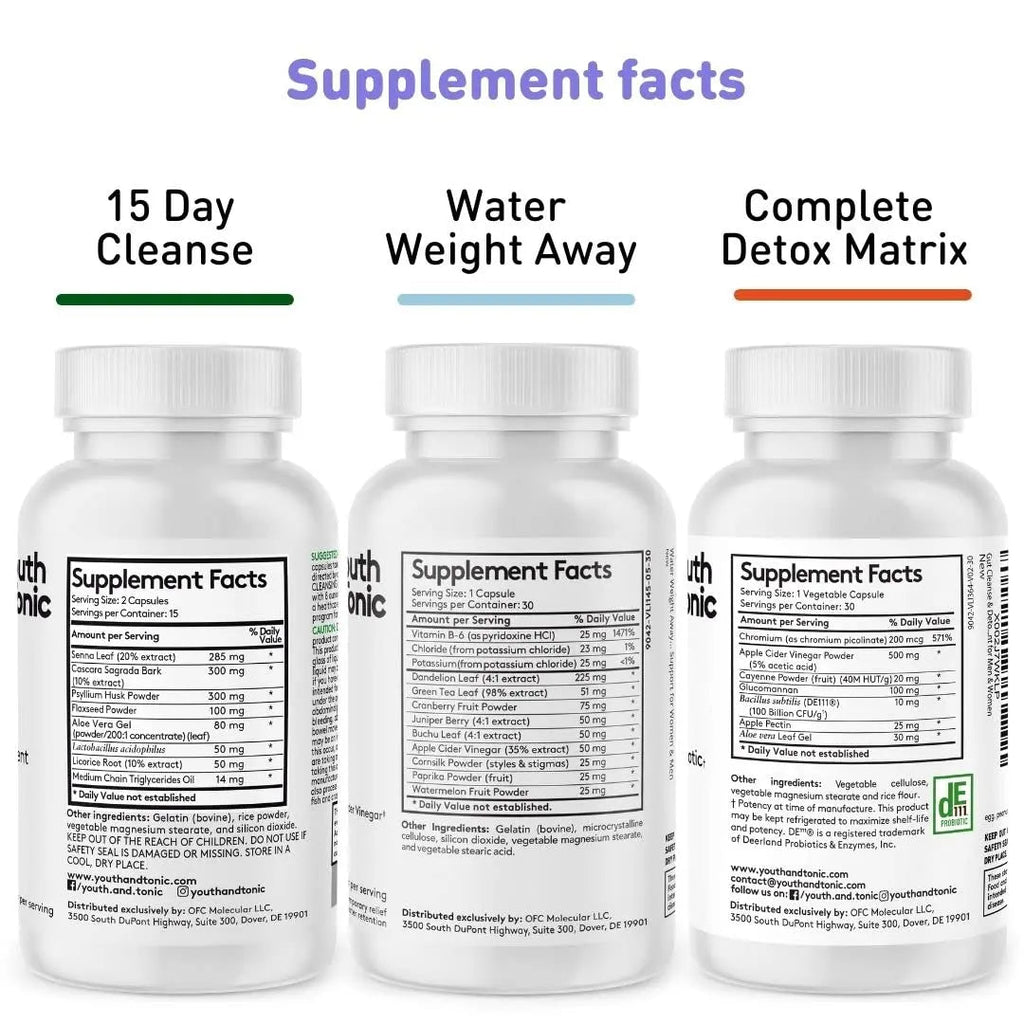 Youth & Tonic Complete Body Detox for Cleanse, Normal Acidity Gut Level and Water - TrustMedUSA