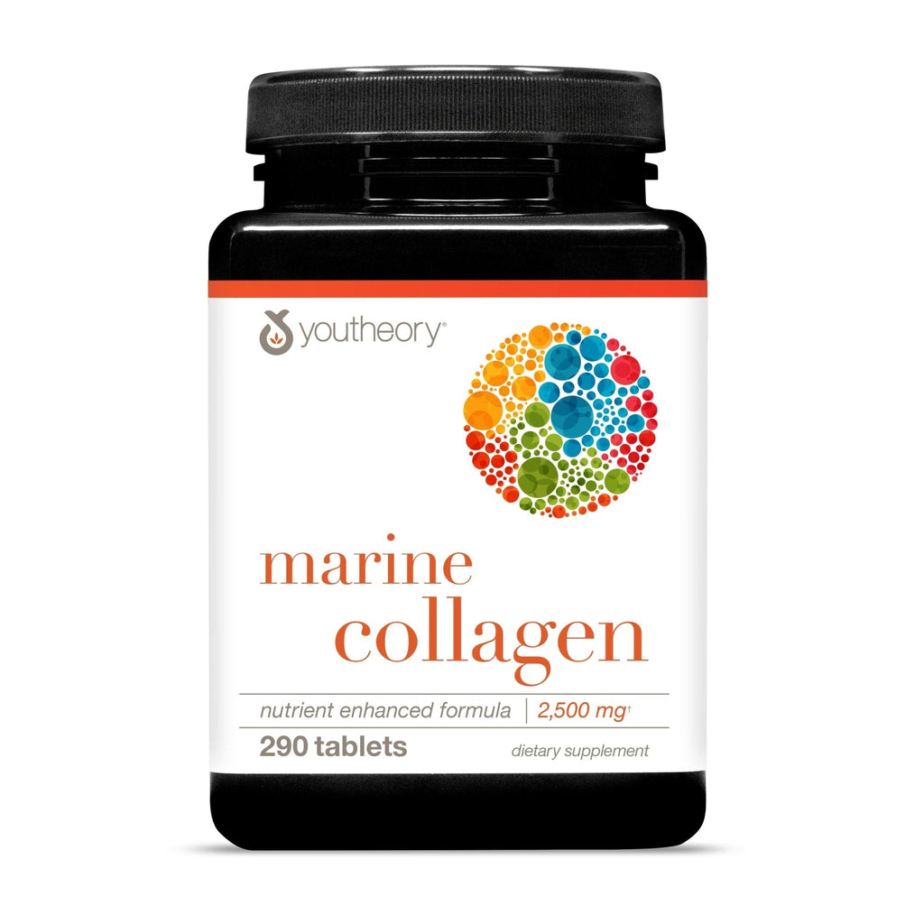 Youtheory Marine Collagen Tablets - 2,500 mg Fish-Sourced Collagen Peptides- with Vitamins A, C, E, B6 & B12 - Supports Joint & Nail Health* - Highly Absorbable - 290 Tablets (58-Day Supply) - Maple Wellness Supplements