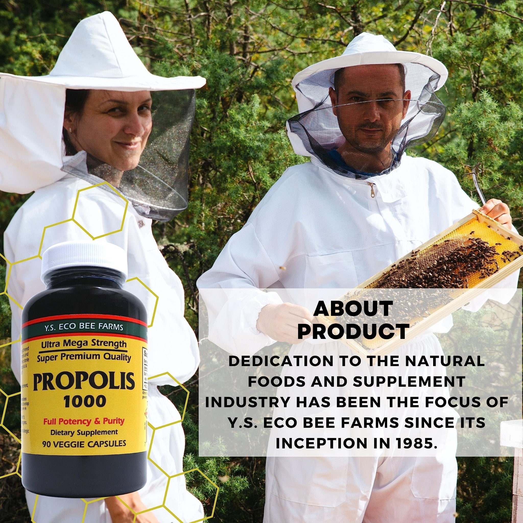 Y.S. Organic Bee Farms Propolis-Raw Unprocessed 1000mg - Your Gateway to Wellness - 90 Capsules with Bonus worldwidenutrition Multi Purpose Key Chain - TrustMedUSA