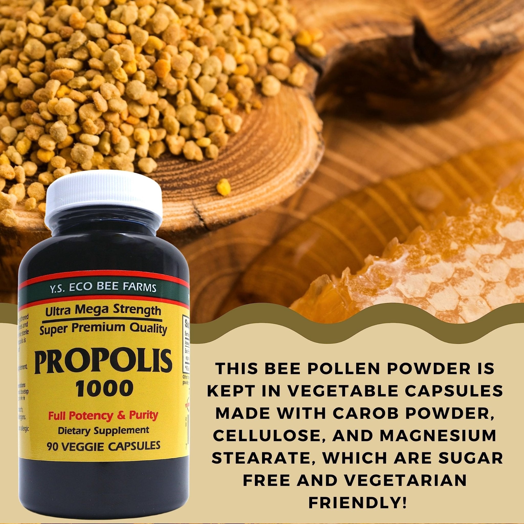 Y.S. Organic Bee Farms Propolis-Raw Unprocessed 1000mg - Your Gateway to Wellness - 90 Capsules with Bonus worldwidenutrition Multi Purpose Key Chain - TrustMedUSA