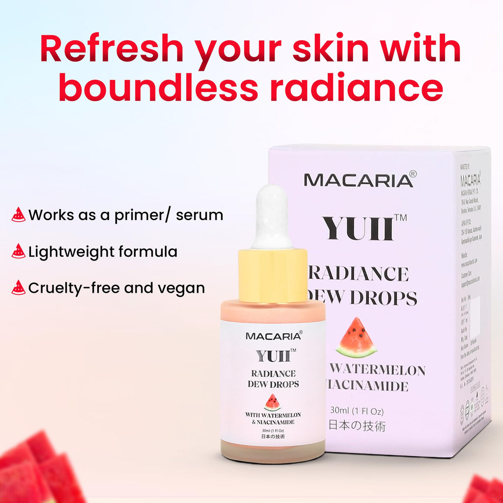 Yuii Niacinamide Serum Dew Drops - Face Moisturizer with Watermelon Fruit Extract - Glow Drops for Skincare and Makeup - Hydrating Formula for Radiant Skin - Pink Finish for Women & Girls - TrustMedUSA
