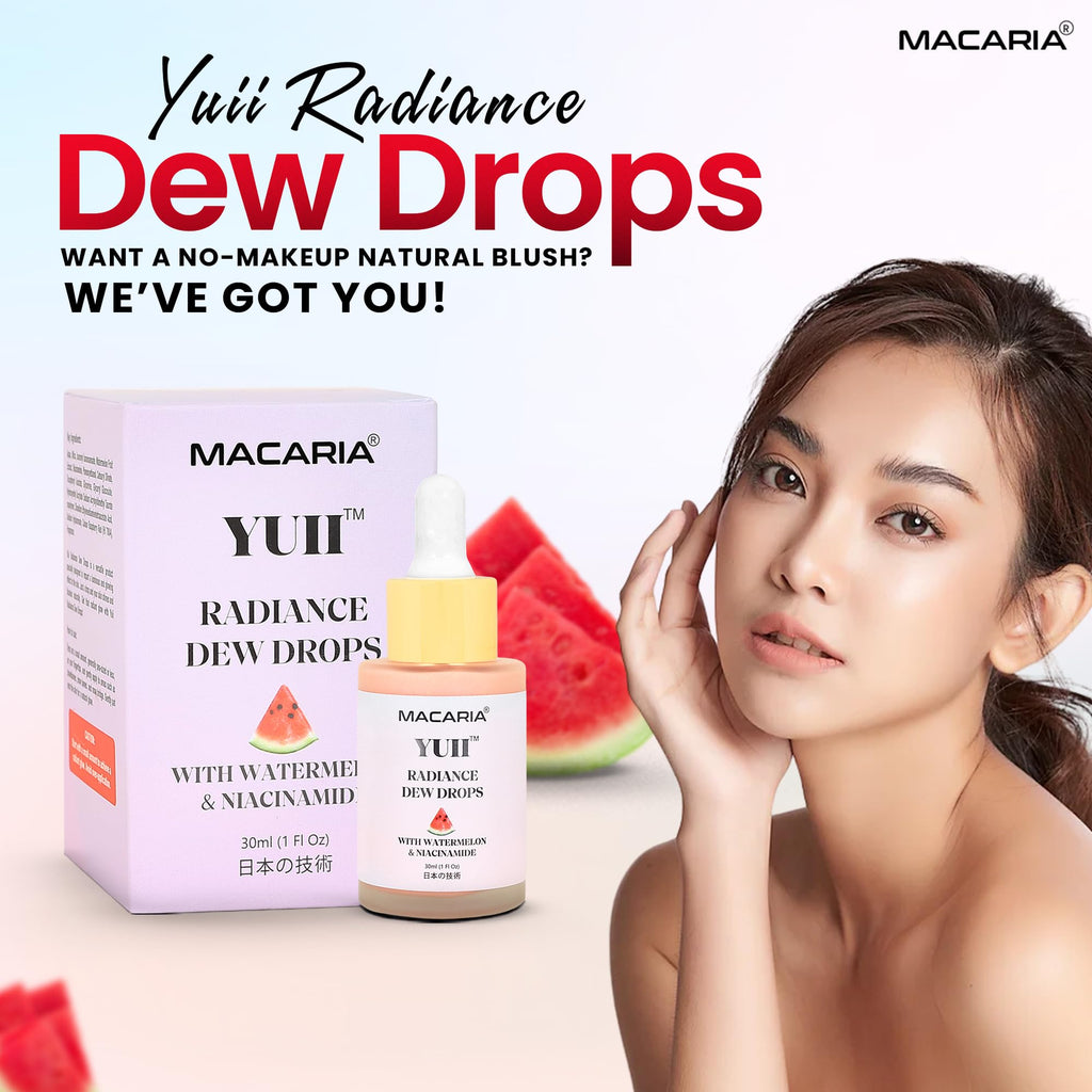 Yuii Niacinamide Serum Dew Drops - Face Moisturizer with Watermelon Fruit Extract - Glow Drops for Skincare and Makeup - Hydrating Formula for Radiant Skin - Pink Finish for Women & Girls - TrustMedUSA