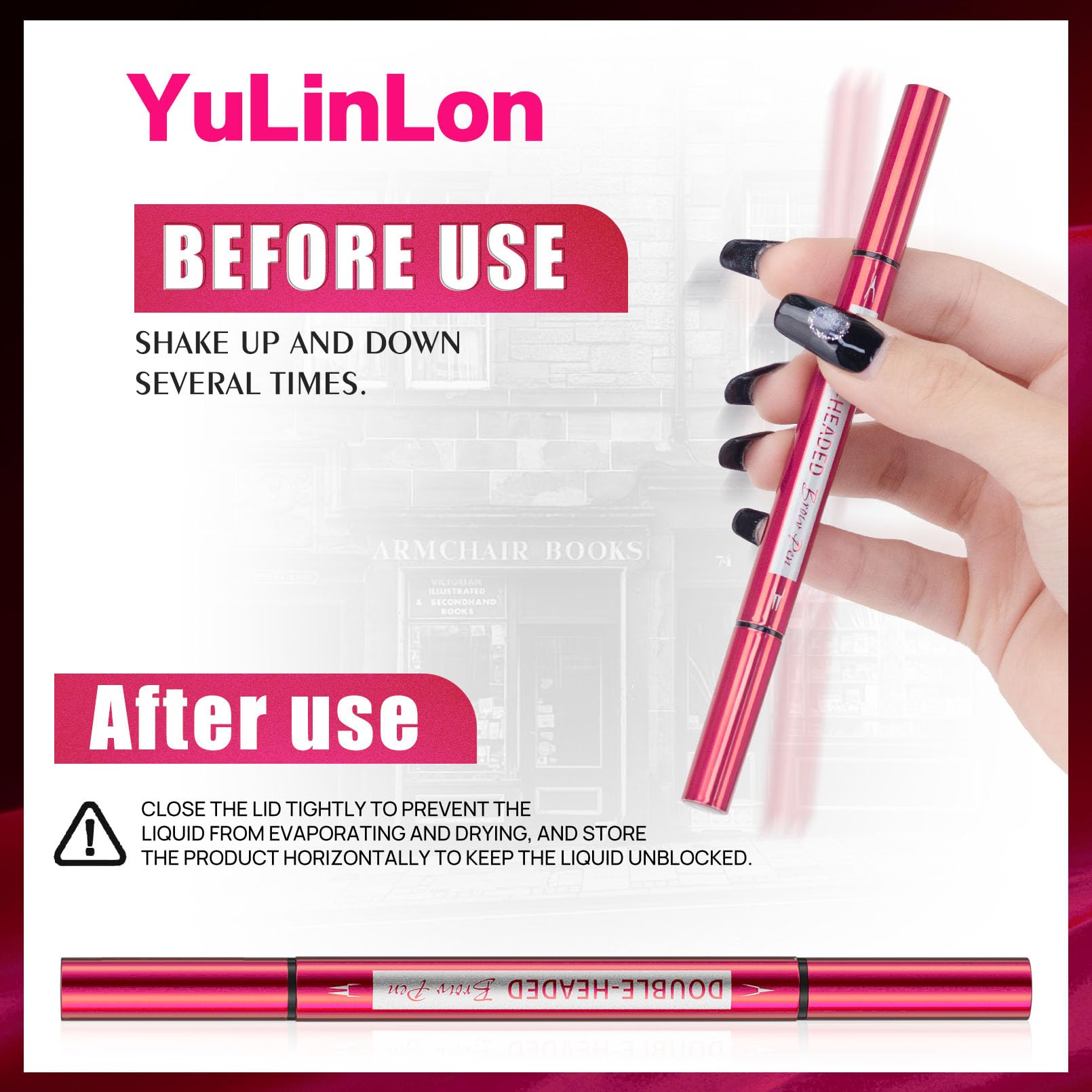 YuLinLon Double-Headed Brow Pen, Ultra-Precise Hair-Like Strokes, Long-Lasting Waterproof Makeup, Available in 5 Natural Shades (3Dark Brown) - TrustMedUSA