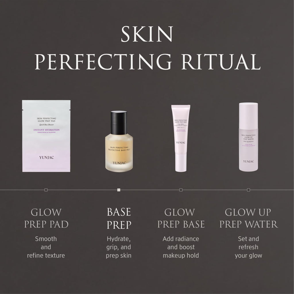 YUNJAC Base Prep Korean Primer (1.35 fl oz) – Silicone-Free Grip Makeup Base, Serum Texture for Radiant Skin, Long-Lasting Glow with Rice Ferment, Ceramide, Niacinamide, Squalane - TrustMedUSA