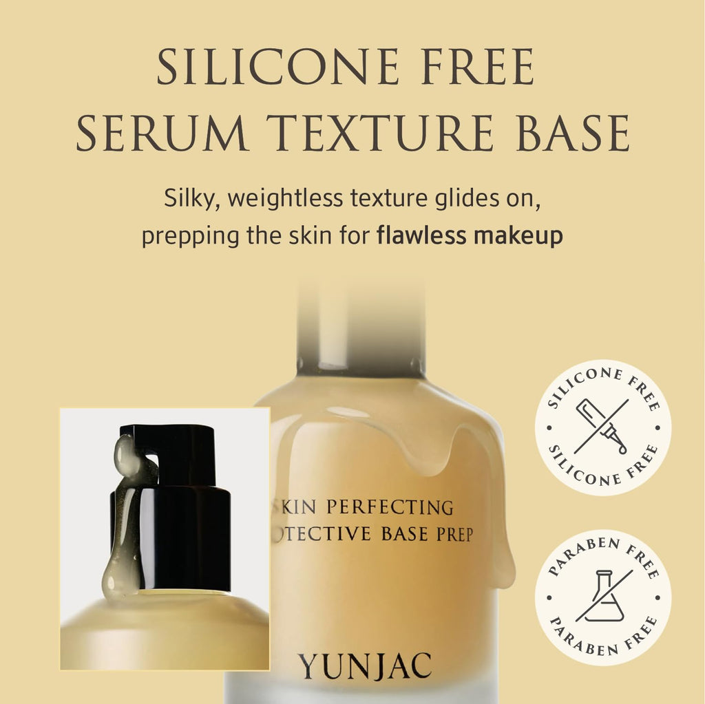 YUNJAC Base Prep Korean Primer (1.35 fl oz) – Silicone-Free Grip Makeup Base, Serum Texture for Radiant Skin, Long-Lasting Glow with Rice Ferment, Ceramide, Niacinamide, Squalane - TrustMedUSA