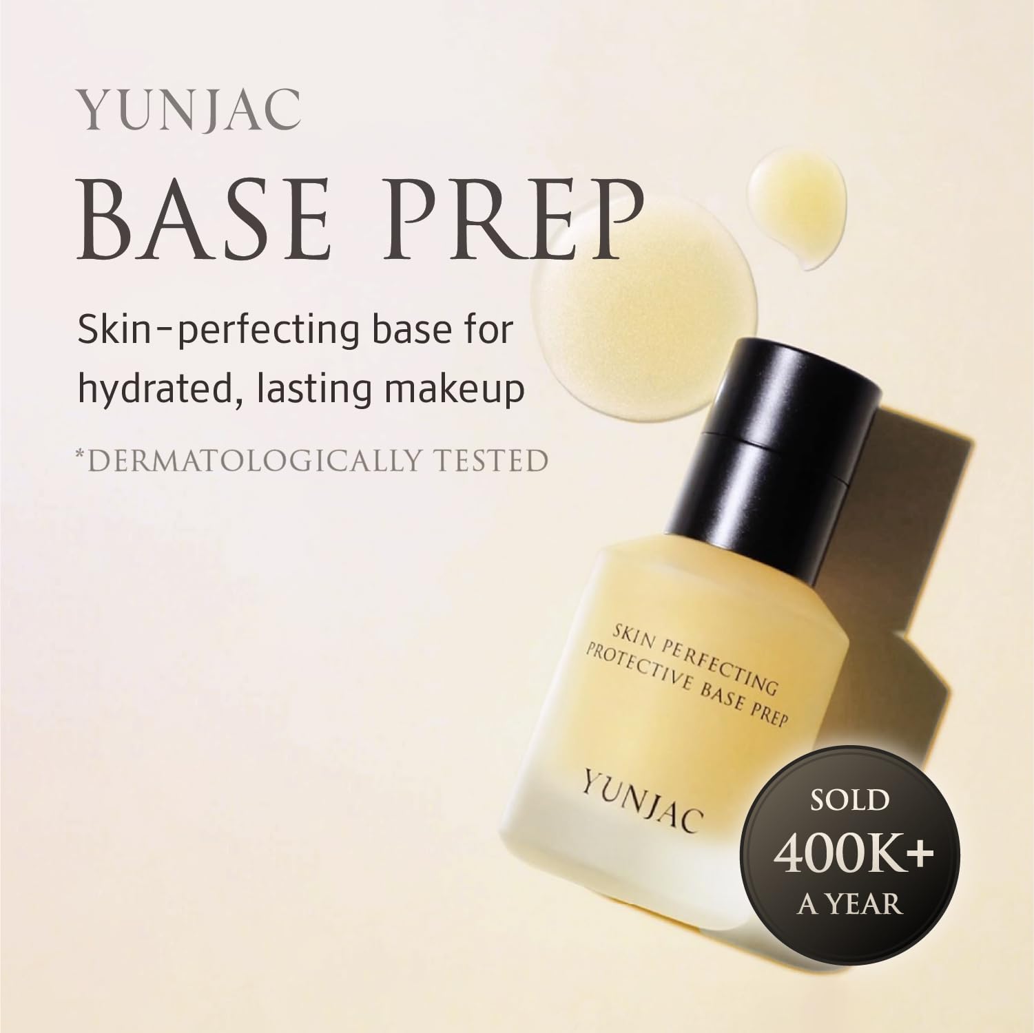 YUNJAC Base Prep Korean Primer (1.35 fl oz) – Silicone-Free Grip Makeup Base, Serum Texture for Radiant Skin, Long-Lasting Glow with Rice Ferment, Ceramide, Niacinamide, Squalane - TrustMedUSA