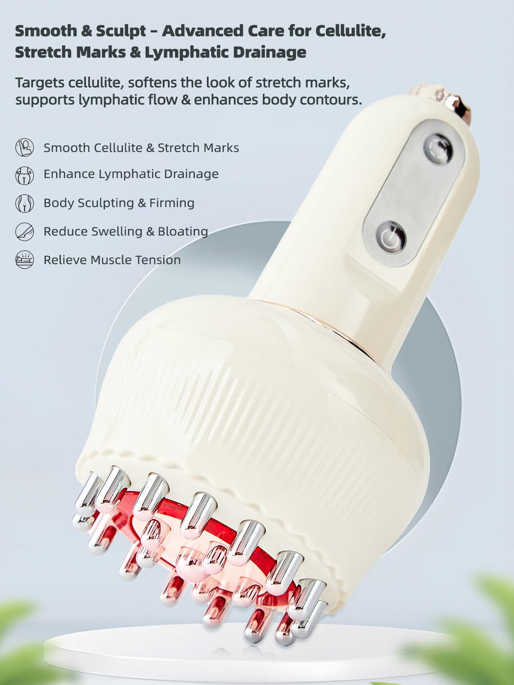 Yuonry Lymphatic Drainage Massager & Anti Cellulite Massage Tool, Helps Reduce Stretch Marks & Cellulite, for Legs, Arms & Belly, Body Sculpting Machine with Microcurrent, Light, Heat & Vibration - Maple Wellness Supplements