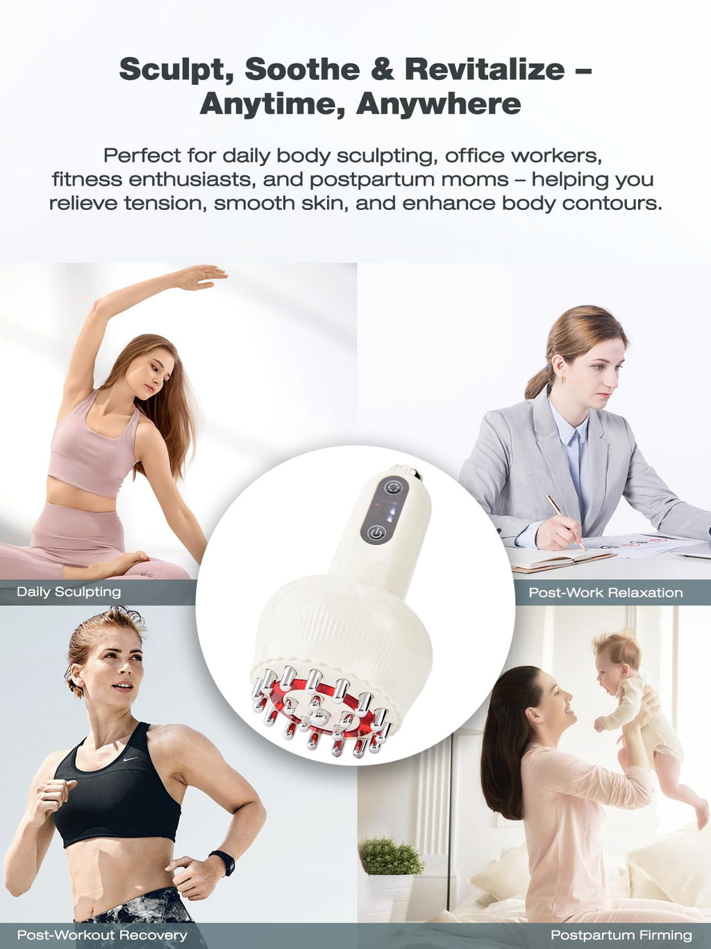 Yuonry Lymphatic Drainage Massager & Anti Cellulite Massage Tool, Helps Reduce Stretch Marks & Cellulite, for Legs, Arms & Belly, Body Sculpting Machine with Microcurrent, Light, Heat & Vibration - Maple Wellness Supplements