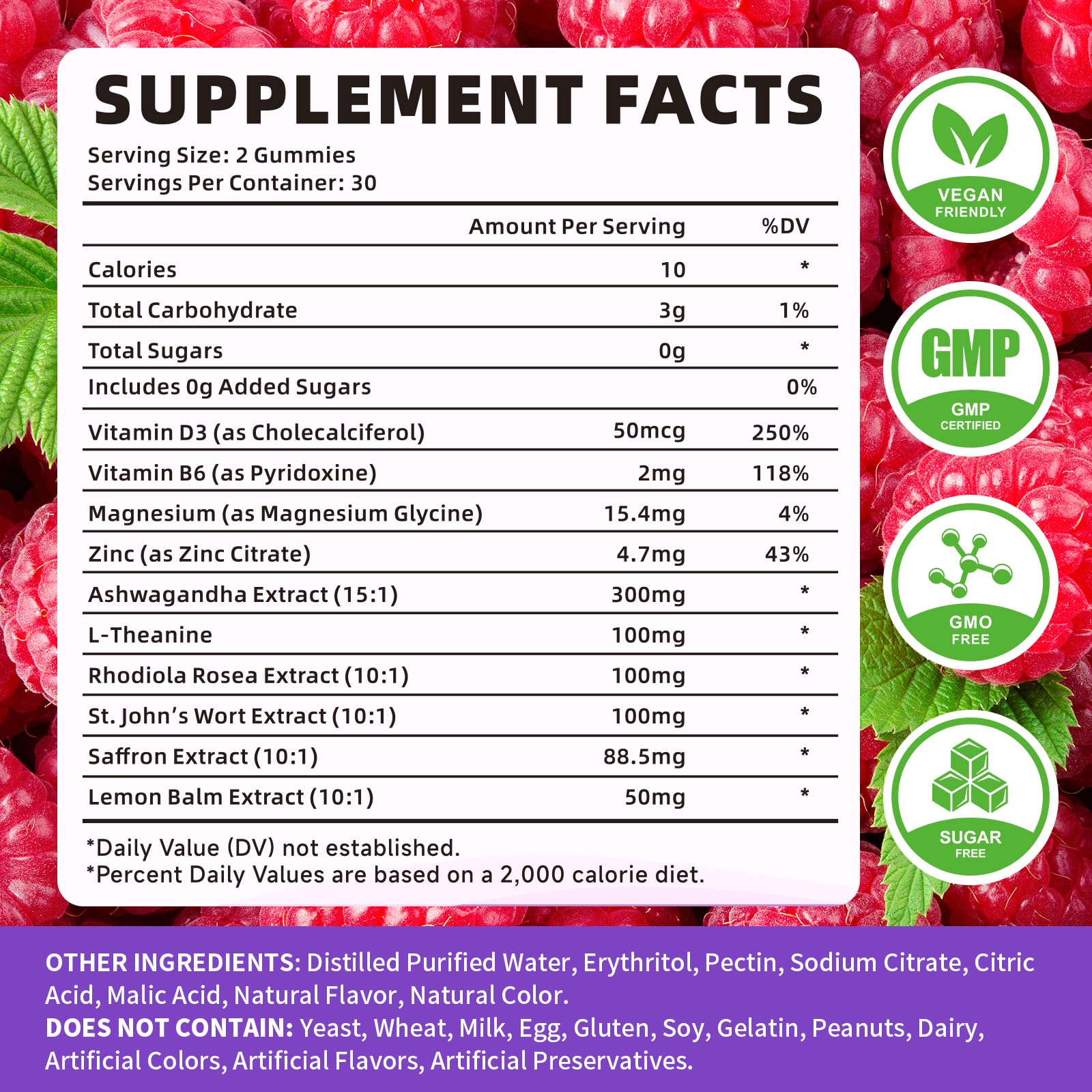 YXSW Saffron Gummies, Saffron Supplements for Kids & Adults with Ashwagandha, L-Theanine, Lemon Balm, Vitamin D3, B6, Magnesium & Zinc - Support Focus, Relaxation, Raspberry Flavor, 120 Count - TrustMedUSA