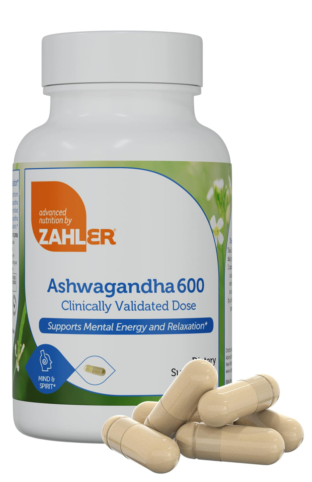 Zahler Ashwagandha Capsules, KSM-66 Aswhagandha 600mg Supplement, Relaxation and Stress Support, Kosher, 60 Capsules - TrustMedUSA