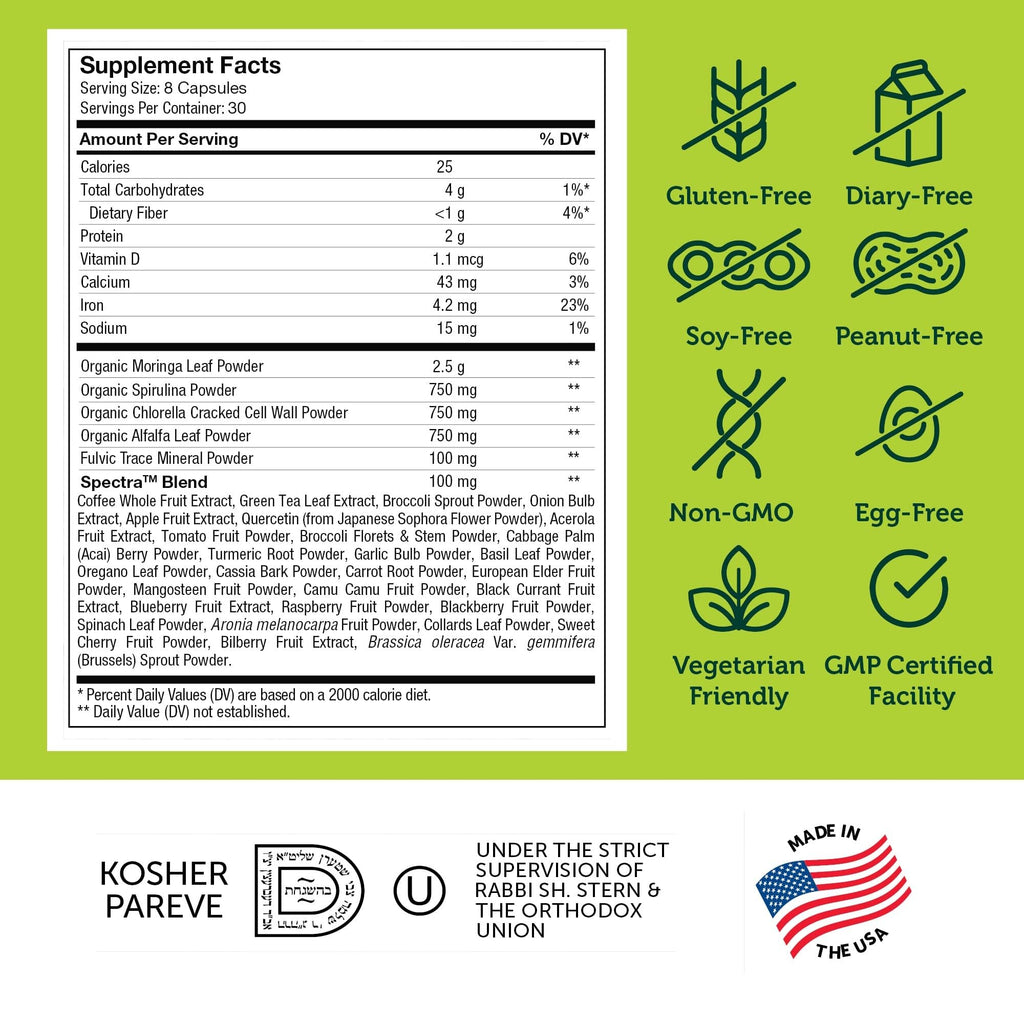 Zahler Core Greens, Superfood Greens Capsules, Super Greens with Spirulina, Chlorella, Spectra Blend and More, Kosher, 240 Capsule (240 Capsules) - TrustMedUSA
