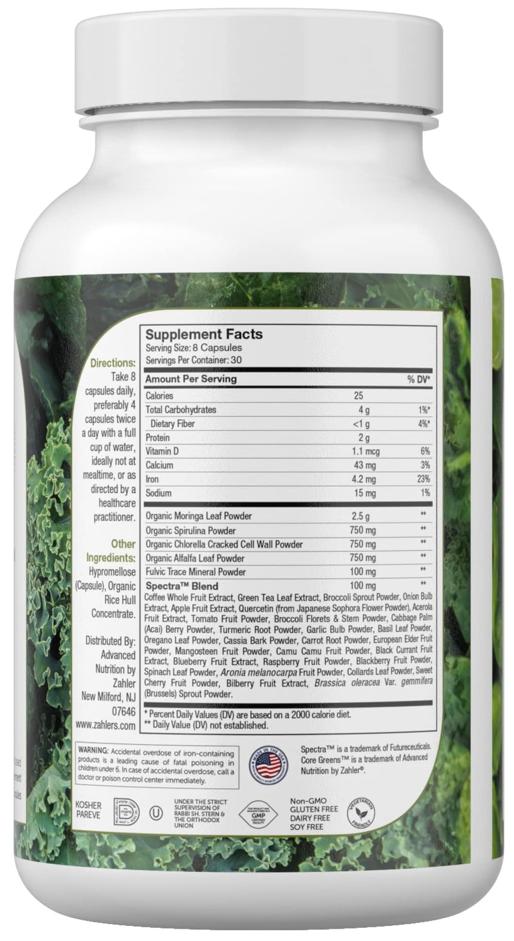 Zahler Core Greens, Superfood Greens Capsules, Super Greens with Spirulina, Chlorella, Spectra Blend and More, Kosher, 240 Capsule (240 Capsules) - TrustMedUSA