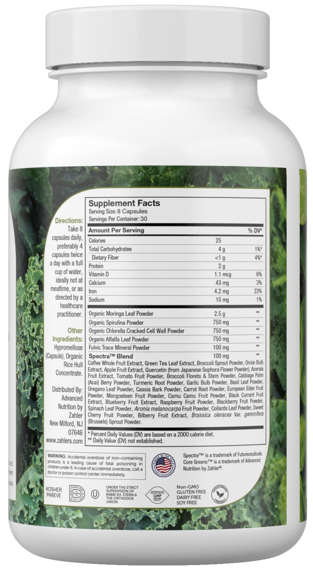 Zahler Core Greens, Superfood Greens Capsules, Super Greens with Spirulina, Chlorella, Spectra Blend and More, Kosher, 240 Capsule (240 Capsules) - TrustMedUSA
