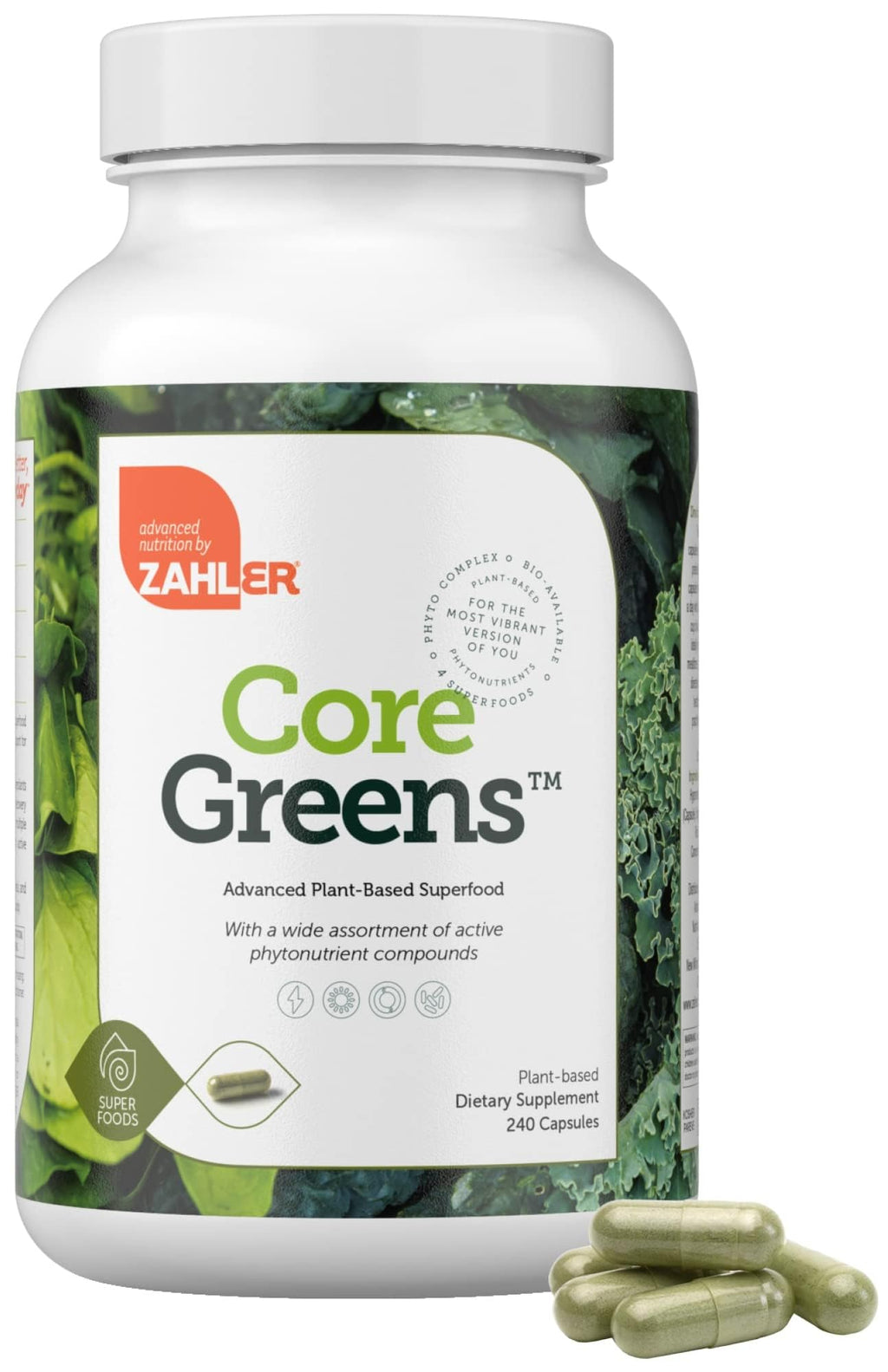 Zahler Core Greens, Superfood Greens Capsules, Super Greens with Spirulina, Chlorella, Spectra Blend and More, Kosher, 240 Capsule (240 Capsules) - TrustMedUSA