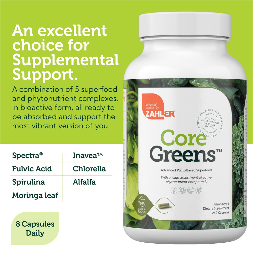 Zahler Core Greens, Superfood Greens Capsules, Super Greens with Spirulina, Chlorella, Spectra Blend and More, Kosher, 240 Capsule (240 Capsules) - TrustMedUSA