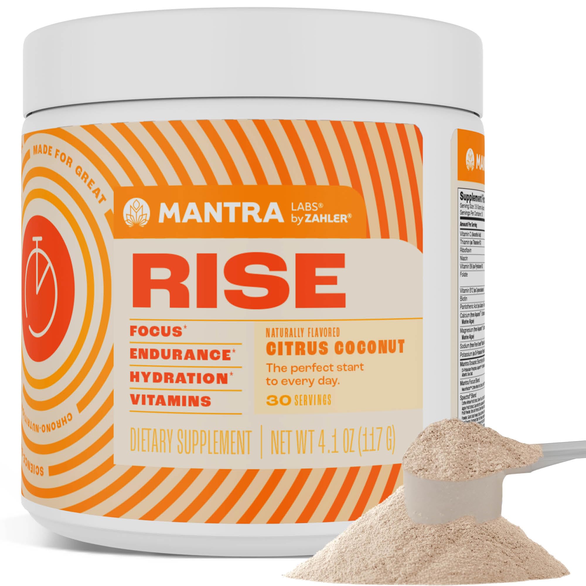 Zahler Mantra Rise, The Energy and Focus Supplement, Citrus Coconut Flavored, 30 Servings. - TrustMedUSA