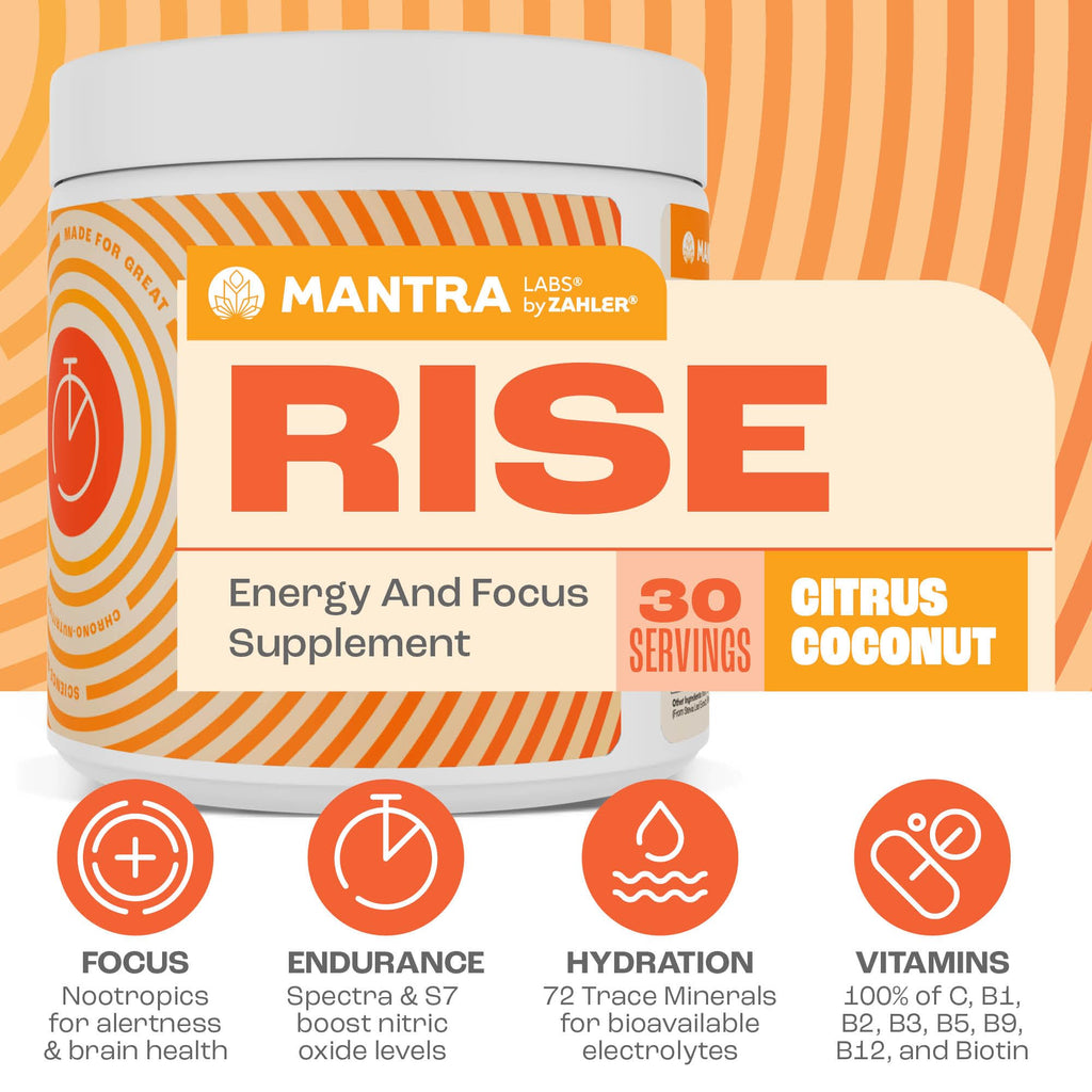 Zahler Mantra Rise, The Energy and Focus Supplement, Citrus Coconut Flavored, 30 Servings. - TrustMedUSA