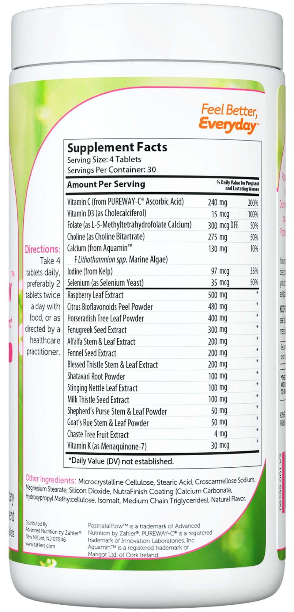 Zahler Postnatal Flow for Advanced Lactation Support, Breastfeeding + Postnatal Support, 120 Tablets. - TrustMedUSA