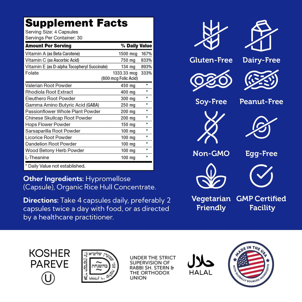Zahler StressMaster, Relaxation Support Supplement, Promotes Natural Calm, Certified Kosher 120 Capsules - TrustMedUSA